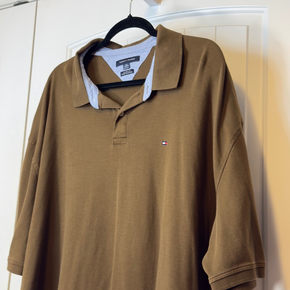 Tommy Hilfiger Mens 4XL Brown Classic Fit Short Sleeve Pique Polo Shirt Logo - Picture 4 of 9